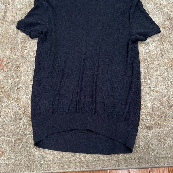 Tory Burch Pierce Short Sleeve Sweater Navy Blue Embellished Gems Beads Size XS - Picture 6 of 6